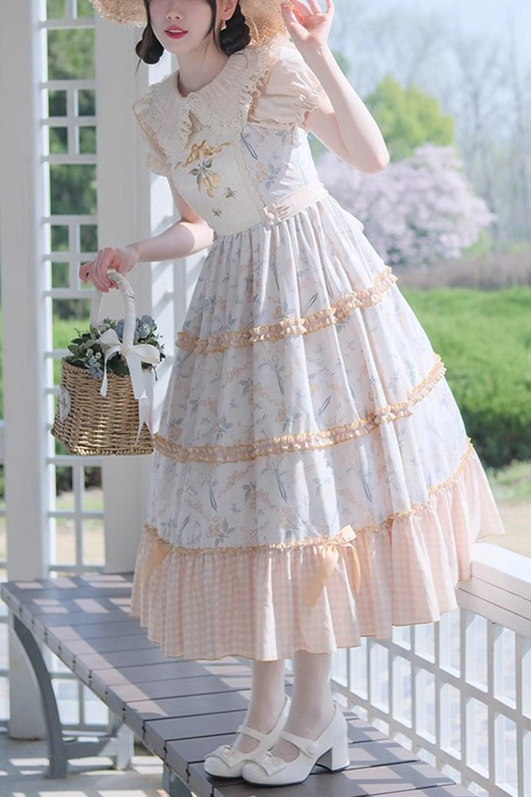 Butterfly and Cherry Embroidered Ruffled Sweet JSK Gown