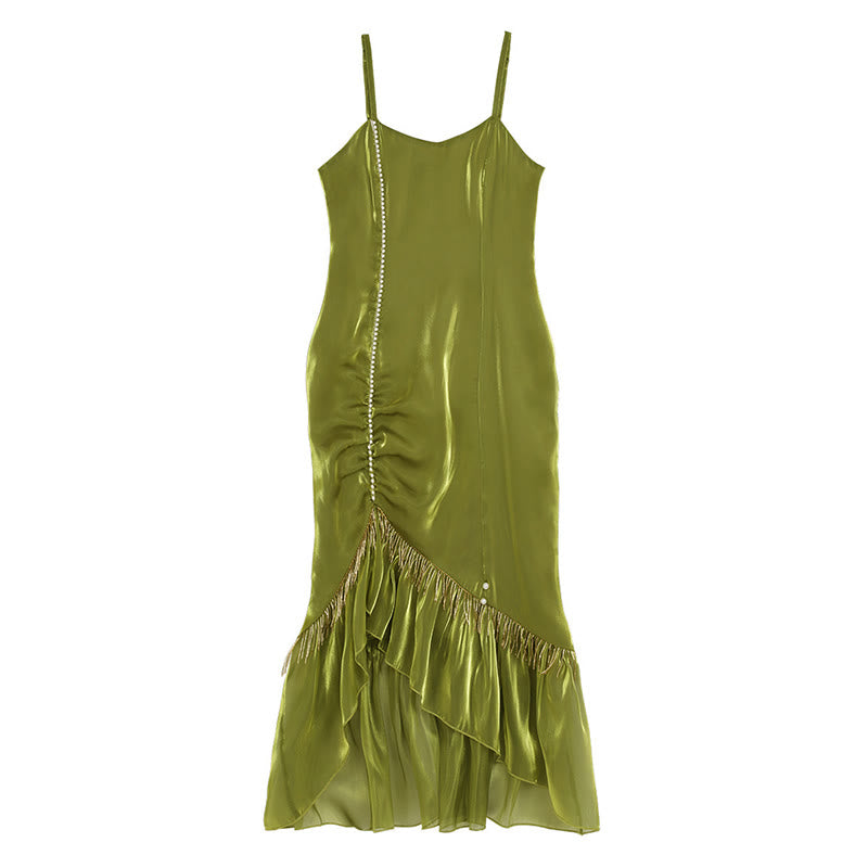 Pearl Dress Pieces Tassel Embroidery Top Two Vintage Flower