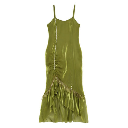 Pearl Dress Pieces Tassel Embroidery Top Two Vintage Flower