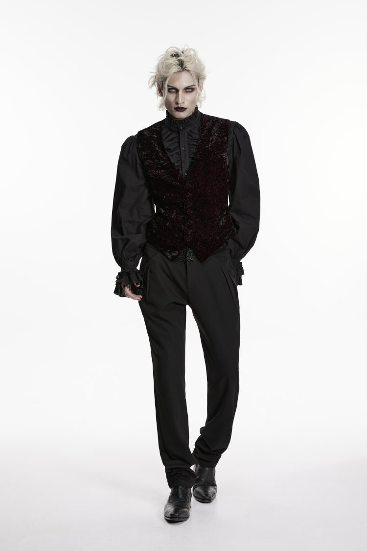 V Collar Velvet Retro Vest with Buckle