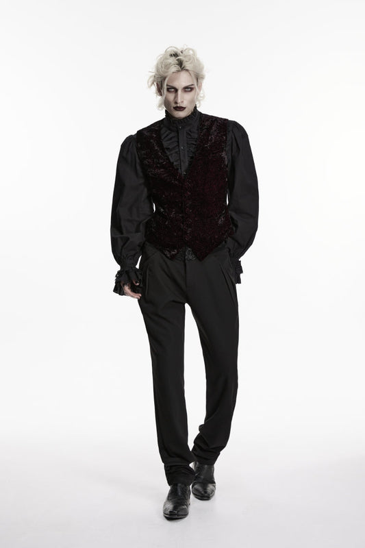 V Collar Velvet Retro Vest with Buckle