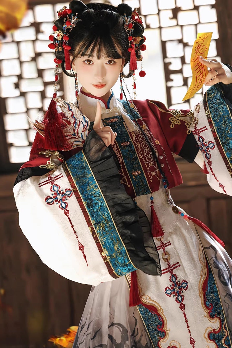 Printed Embroidered Chinese Style Lolita Dress - Multi-Color Fox Trace Codex