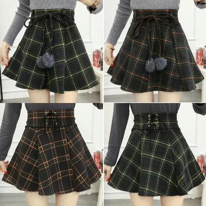 SpreePicky Sweet Grid Woolen Skirt S13031