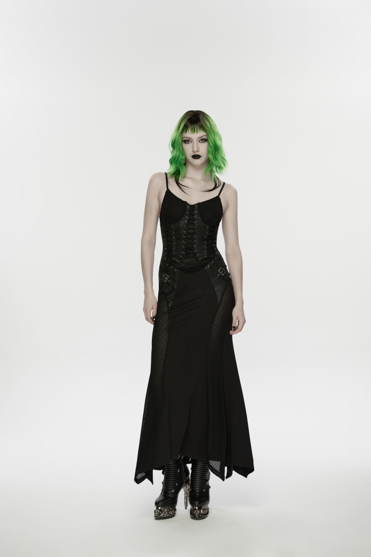Lace-Up Buckled Eyelet Punk Jsk Dress