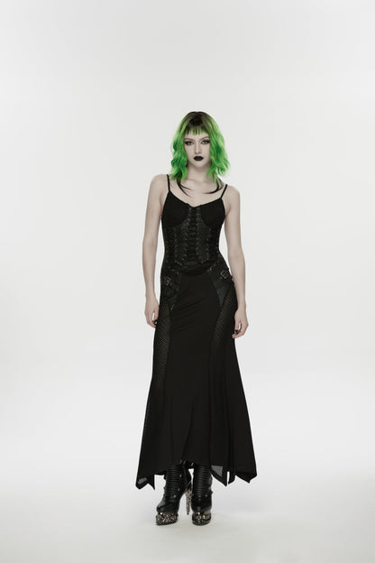 Lace-Up Buckled Eyelet Punk Jsk Dress