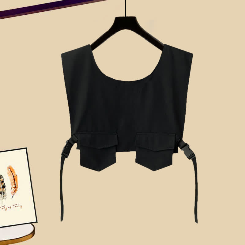 Vest Black Buckle Chain Pants Pocket Cargo T-Shirt Shorts