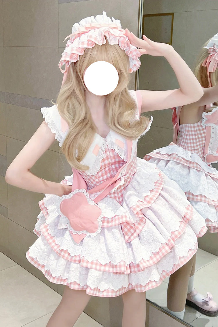 Rose Star Grant Angel Triple Layer Print Ruffle Sweet Lolita Dress