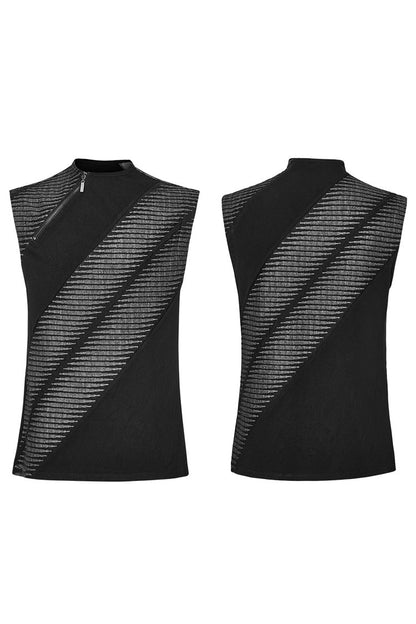 Asymmetric Zipper Punk Tank Top