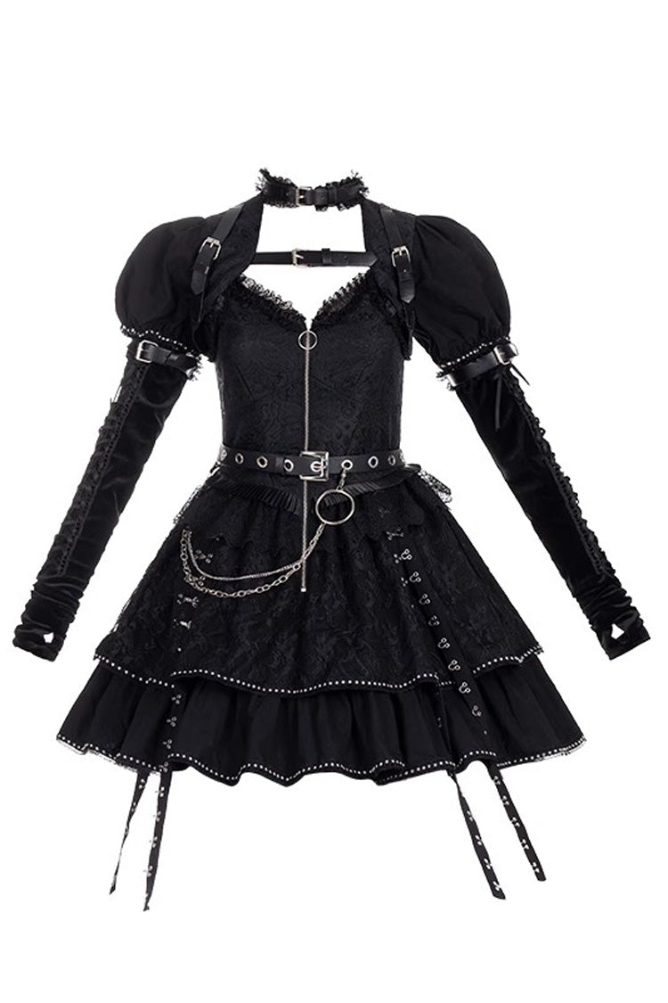Black Gothic Punk Lolita JSK Dress with Letter Print