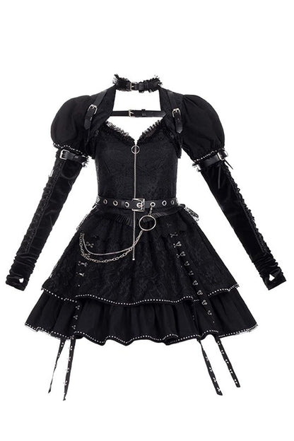 Black Gothic Punk Lolita JSK Dress with Letter Print