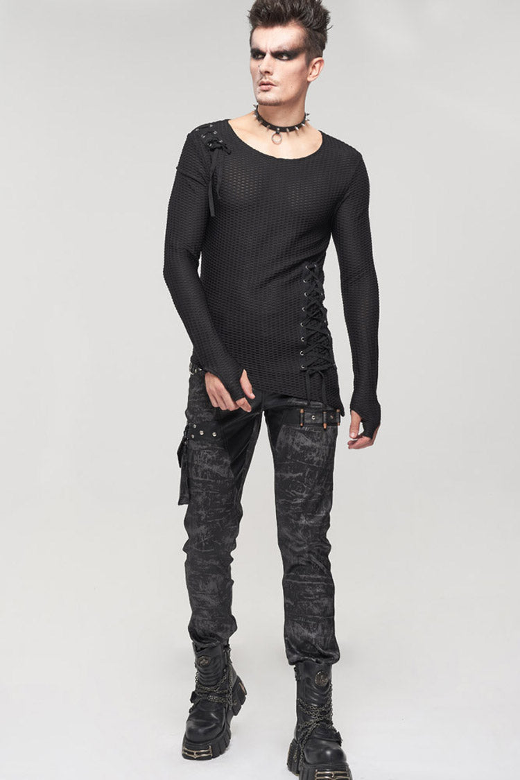 Mens Long Trousers with Detachable Pockets and Rivet Details