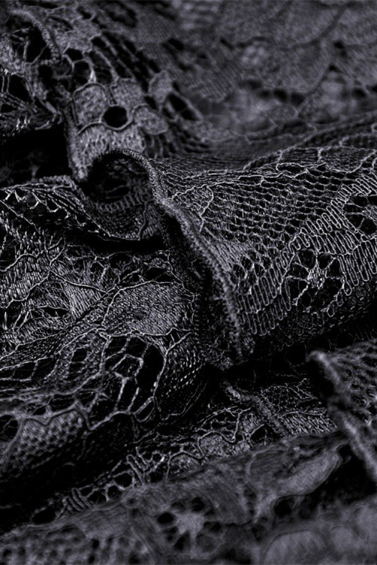 High-Low Multi-Layer Lace Gothic Slip Dress with Lacing - NoirEdge