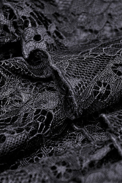High-Low Multi-Layer Lace Gothic Slip Dress with Lacing - NoirEdge