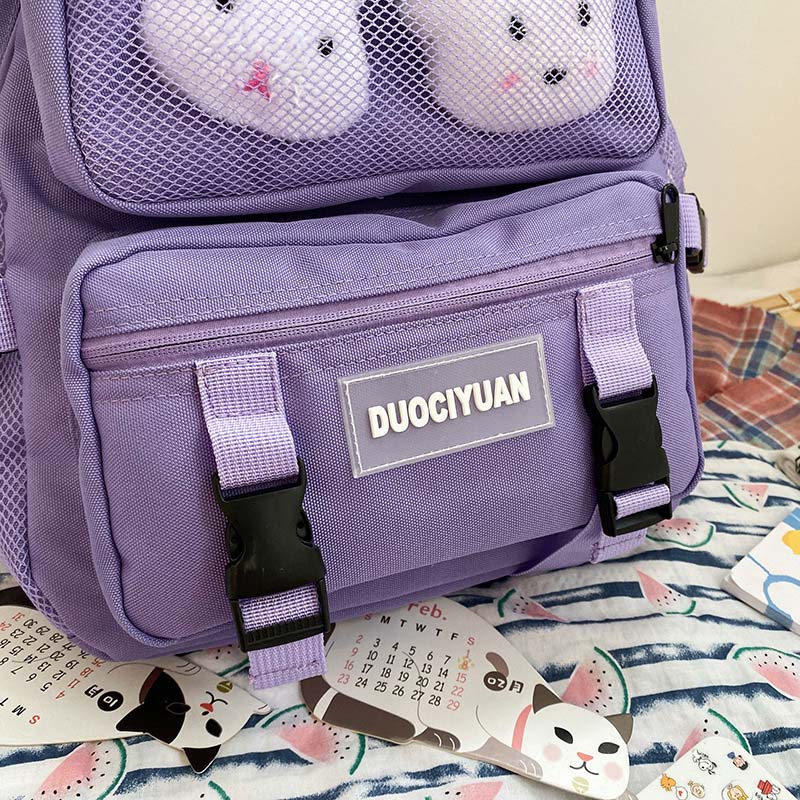 Sac à dos à motif de lapin de dessin animé avec mini sac