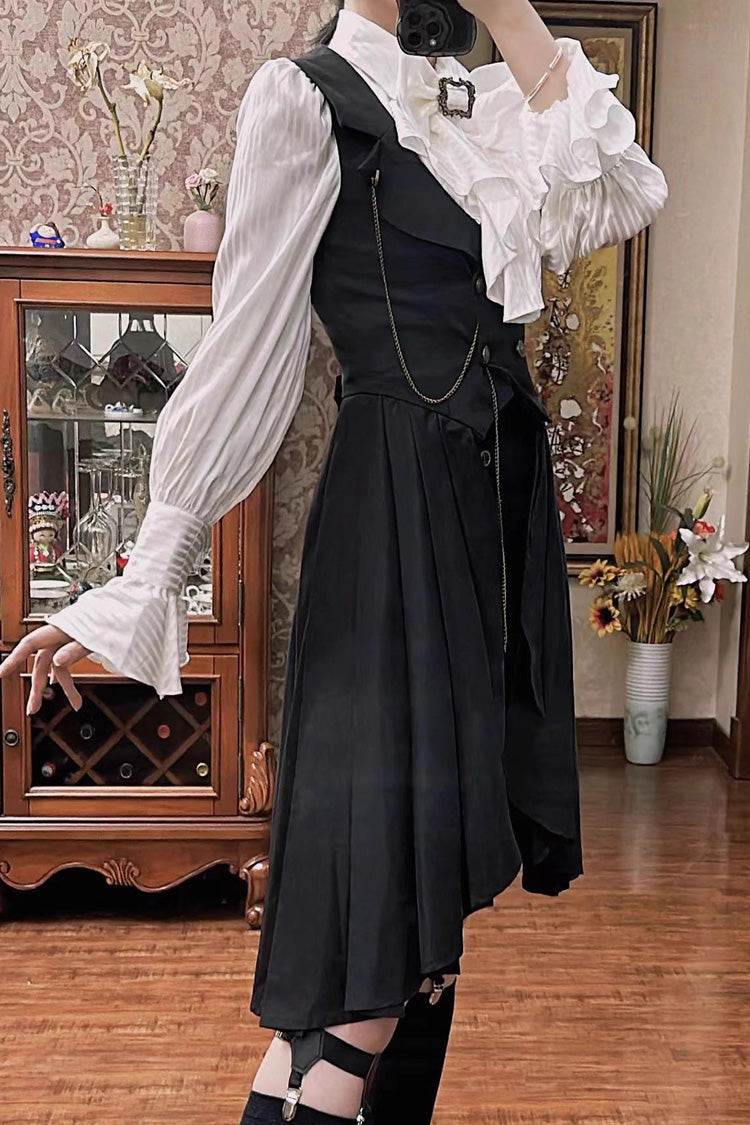 Sleeveless Ruffle Gothic Prince Long Vest