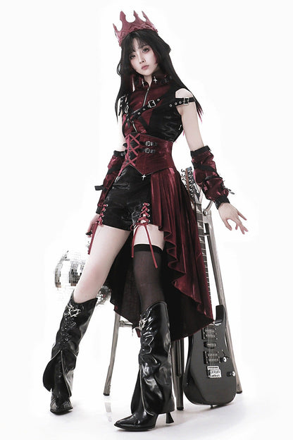 Chief Assassin Lace-Up Gothic Ouji Lolita Set - Noir