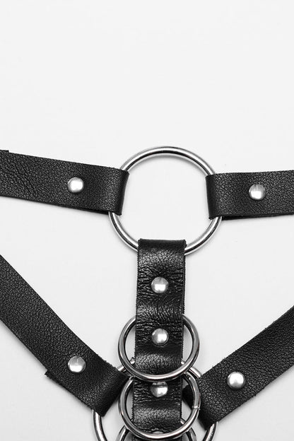 Steampunk Harness with Double Shoulder Straps and Metal Rings for Her