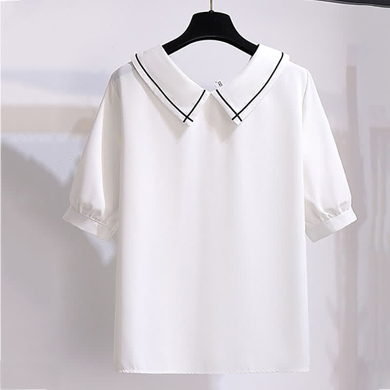 High Front Skirt T-Shirt Button Waist Chiffon