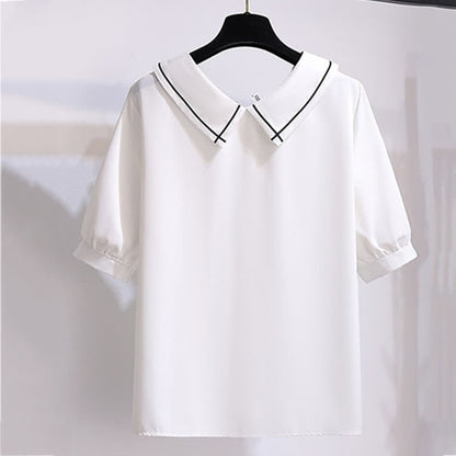 High Front Skirt T-Shirt Button Waist Chiffon