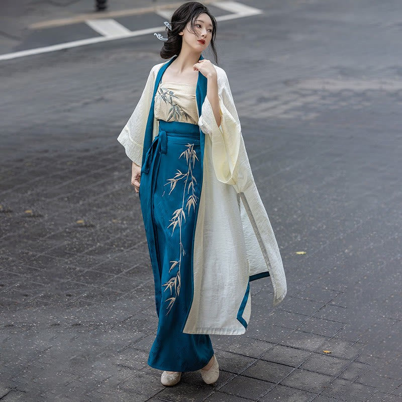 Cardigan Embroidery Bamboo Skirt Pieces Cami Top Vintage Three