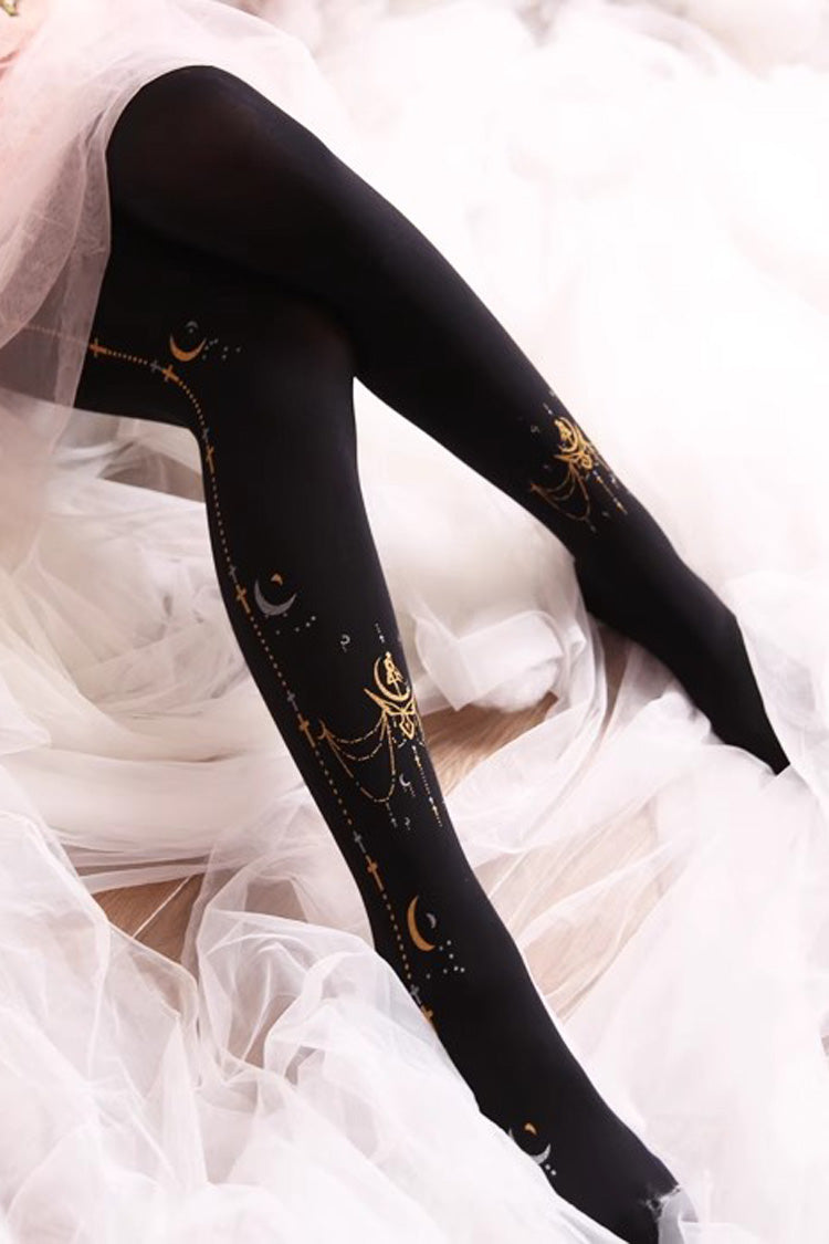 Sweet Lolita Sheer Tights with Metallic Foil Print in 13 Variants