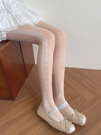 White Polka-dot Pattern Lolita Tights