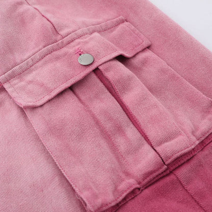 Set Letter Stripe Overalls Top Gradient Two Pieces