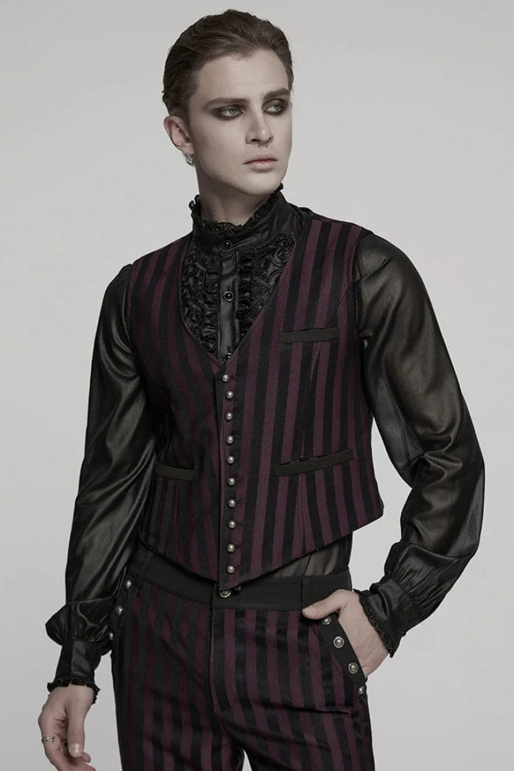 Sleeveless Striped Buckle Punk Vest for Men