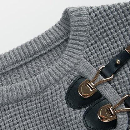 Sweater Buckle Set Irregular Slip Dress