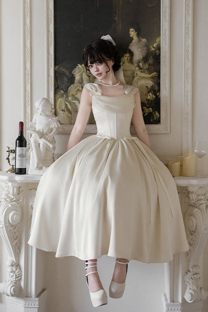 Fishbone Vintage Elegant Jumper Dress Set - Ivory With Love