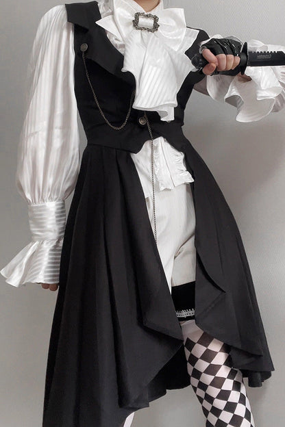 Sleeveless Ruffle Gothic Prince Long Vest