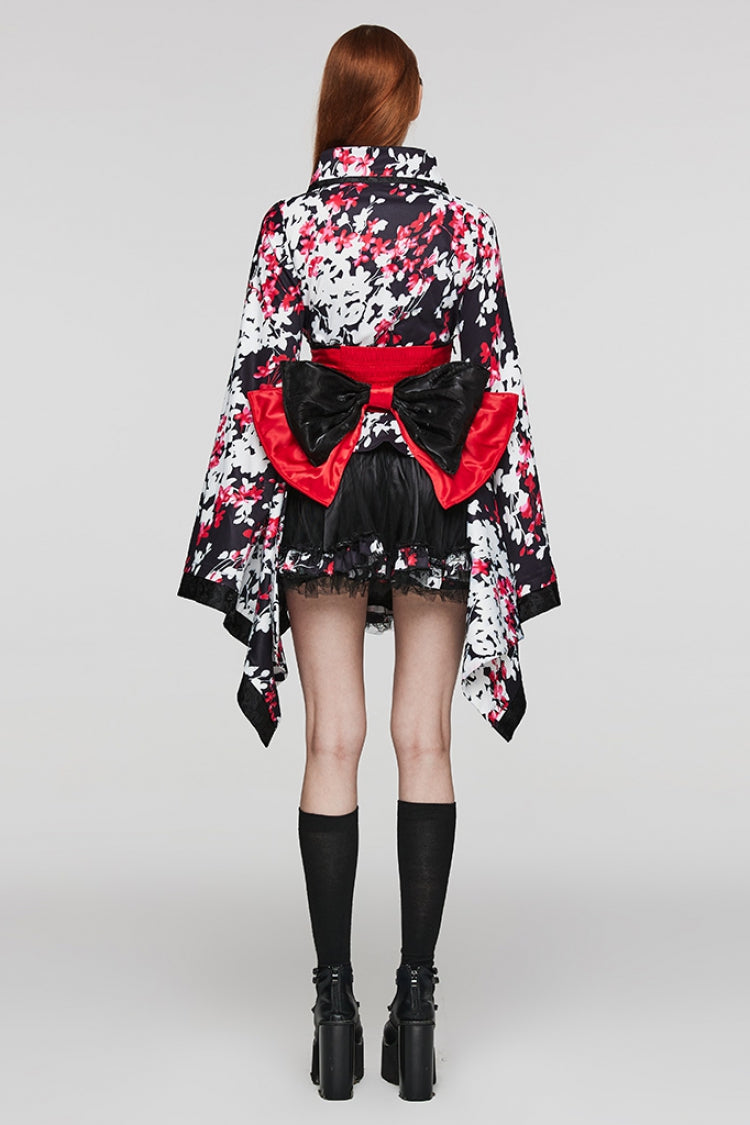 Floral Ruffle Gothic Dress Paired with Skirt