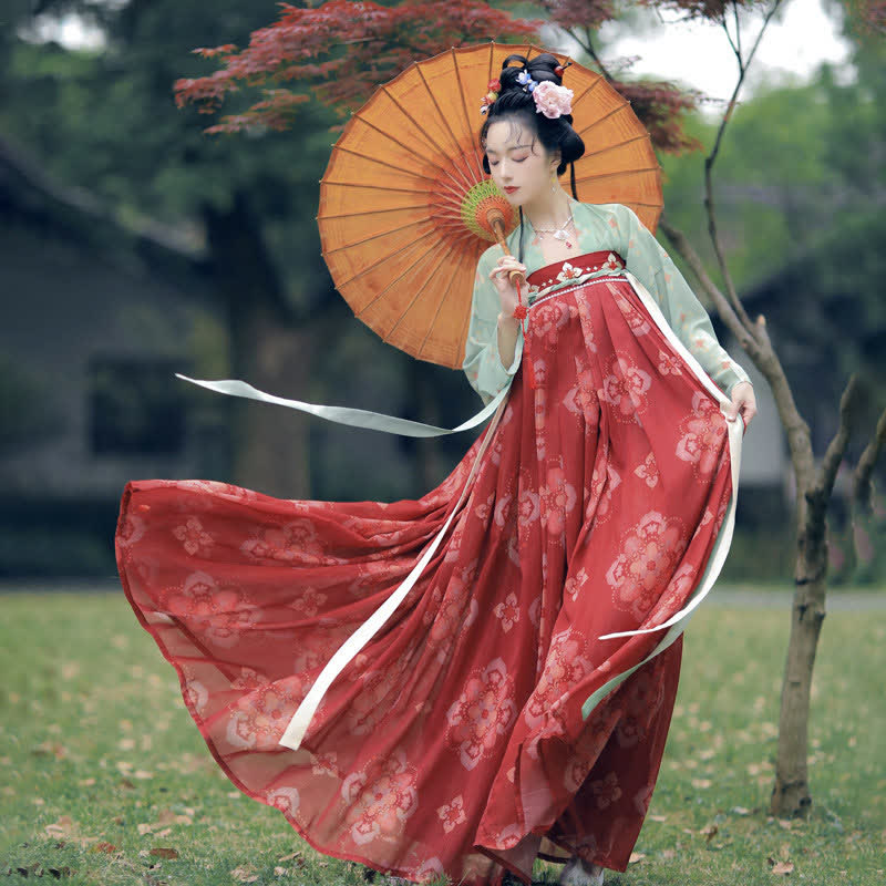 Hanfu Vintage Flower Print Set