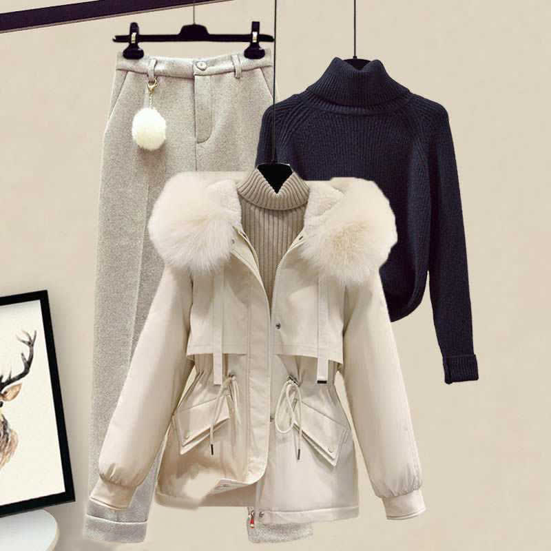 Pants Fleece Sweater Casual Hooded Coat Turtleneck