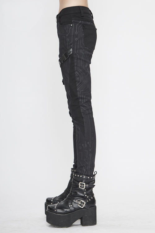 Womens Leather Pants with Circuit Design