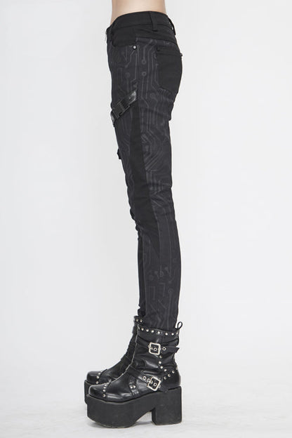 Womens Leather Pants with Circuit Design