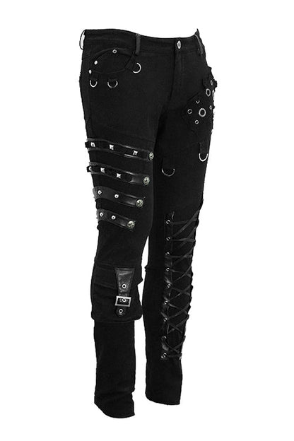Heavy Metal Lace-Up Detail Faux Leather Trousers