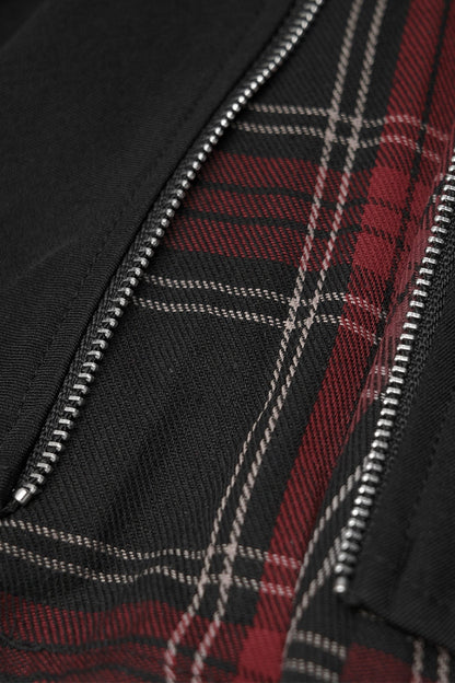 Red Plaid Pleated Skirt with Punk Attitude
