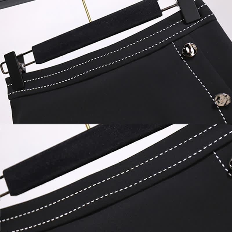 High Front Skirt T-Shirt Button Waist Chiffon