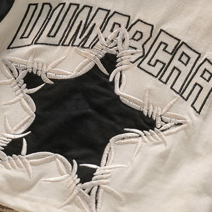 Belted T-Shirt Crop Top Letter Star Denim Skirt