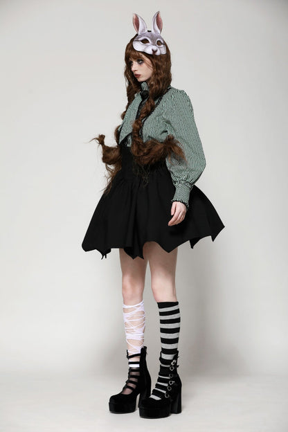 Black Batwing Hem High Waist Gothic Lolita Short Skirt