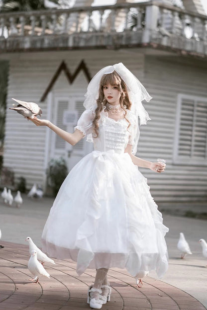 Ivory Fantasy Fairy Ruffle Sleeve Elegant Lolita Gown