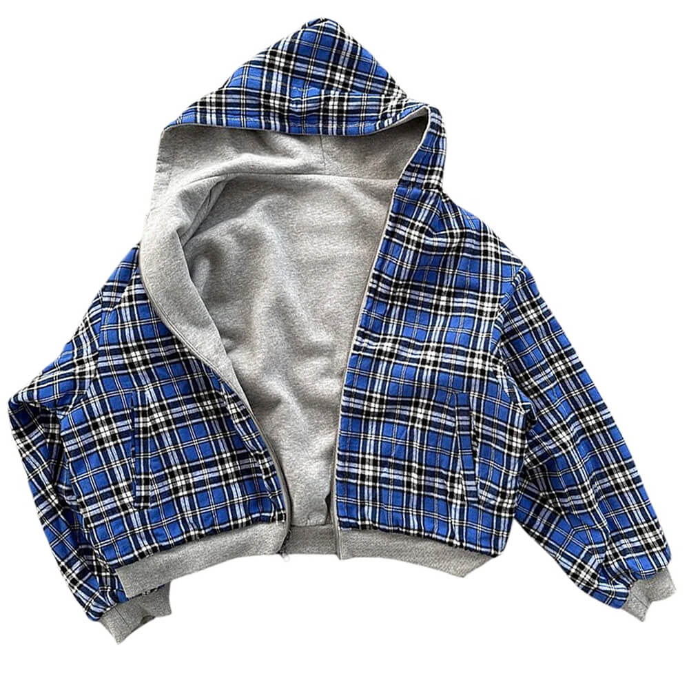 90s plaid reversible hooded jacket boogzel clothing