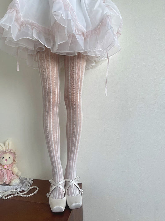White Y2K Hollow-out Tights