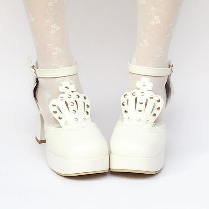 Custom White Crown SP168283 Princess Platform Shoes Made