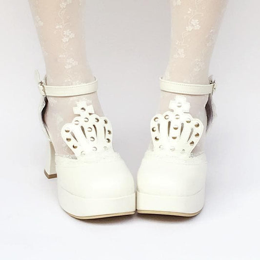 Custom White Crown SP168283 Princess Platform Shoes Made