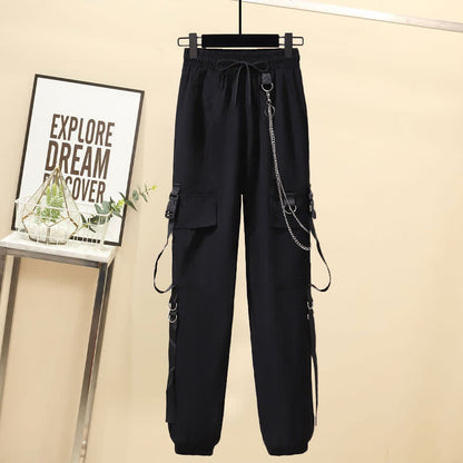 Vest Black Buckle Chain Pants Pocket Cargo T-Shirt Shorts