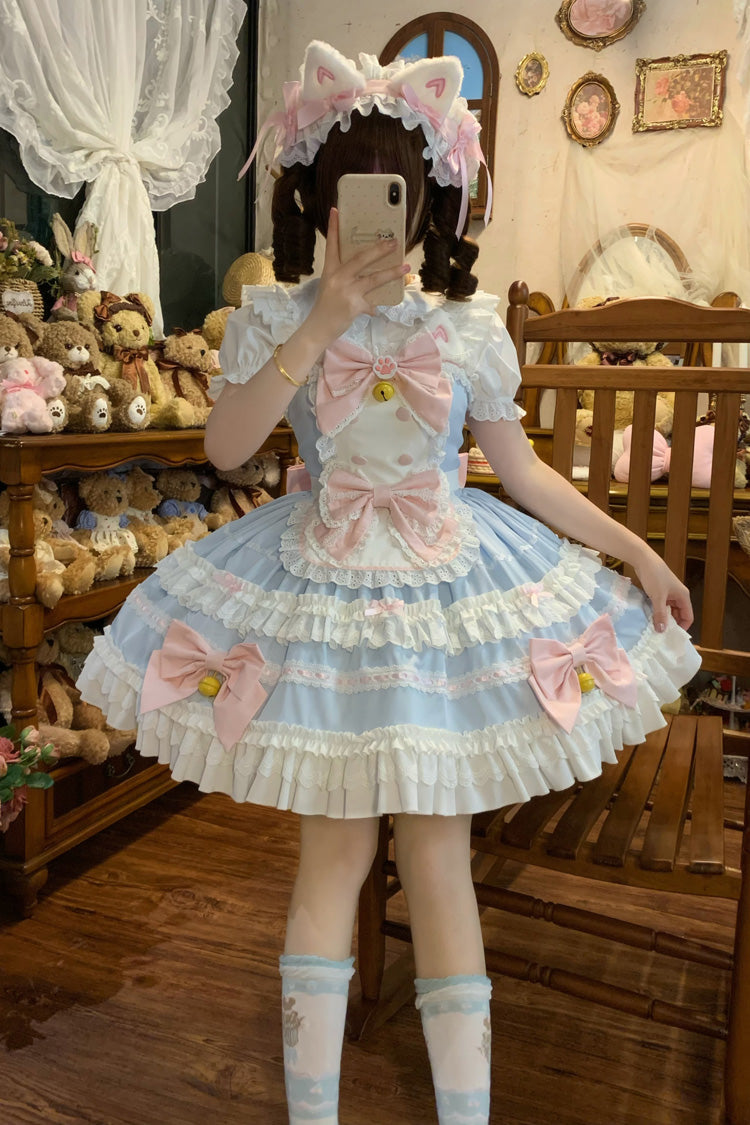 Sleeveless Multi-Layered Princess JSK with Ruffle Bow and Lace