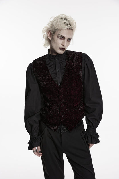 V Collar Velvet Retro Vest with Buckle
