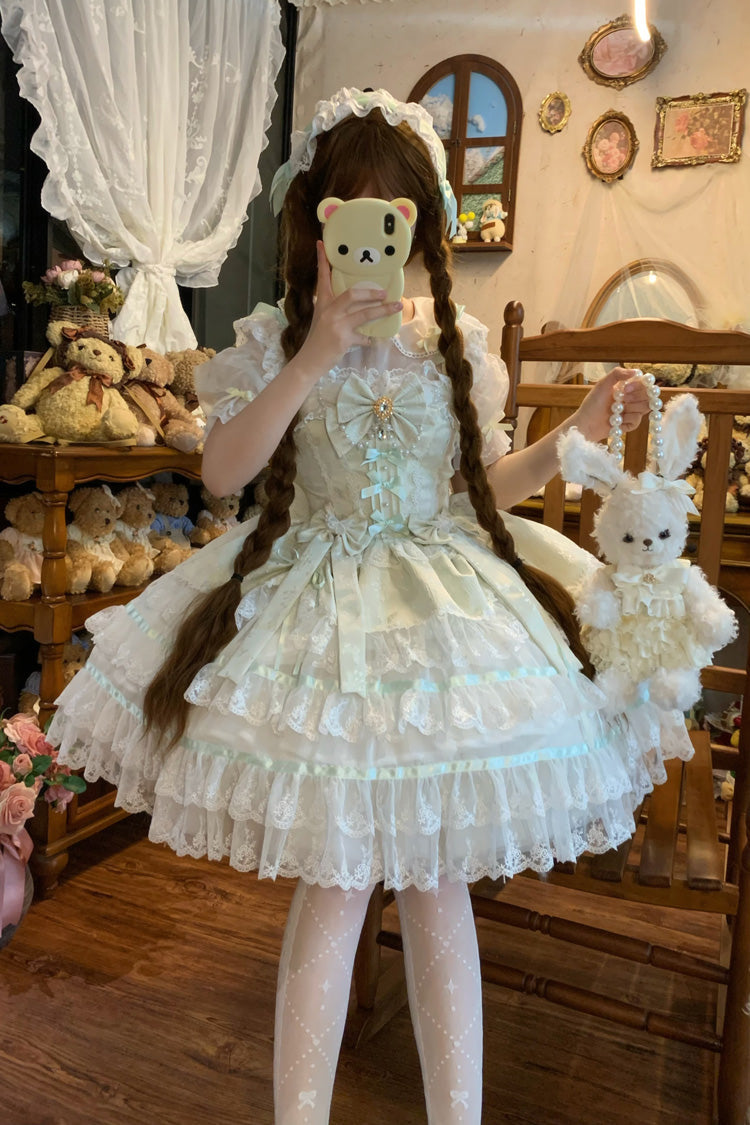 Emerald High-Waist Pearl Ballet Lolita JSK - Snow Kissed